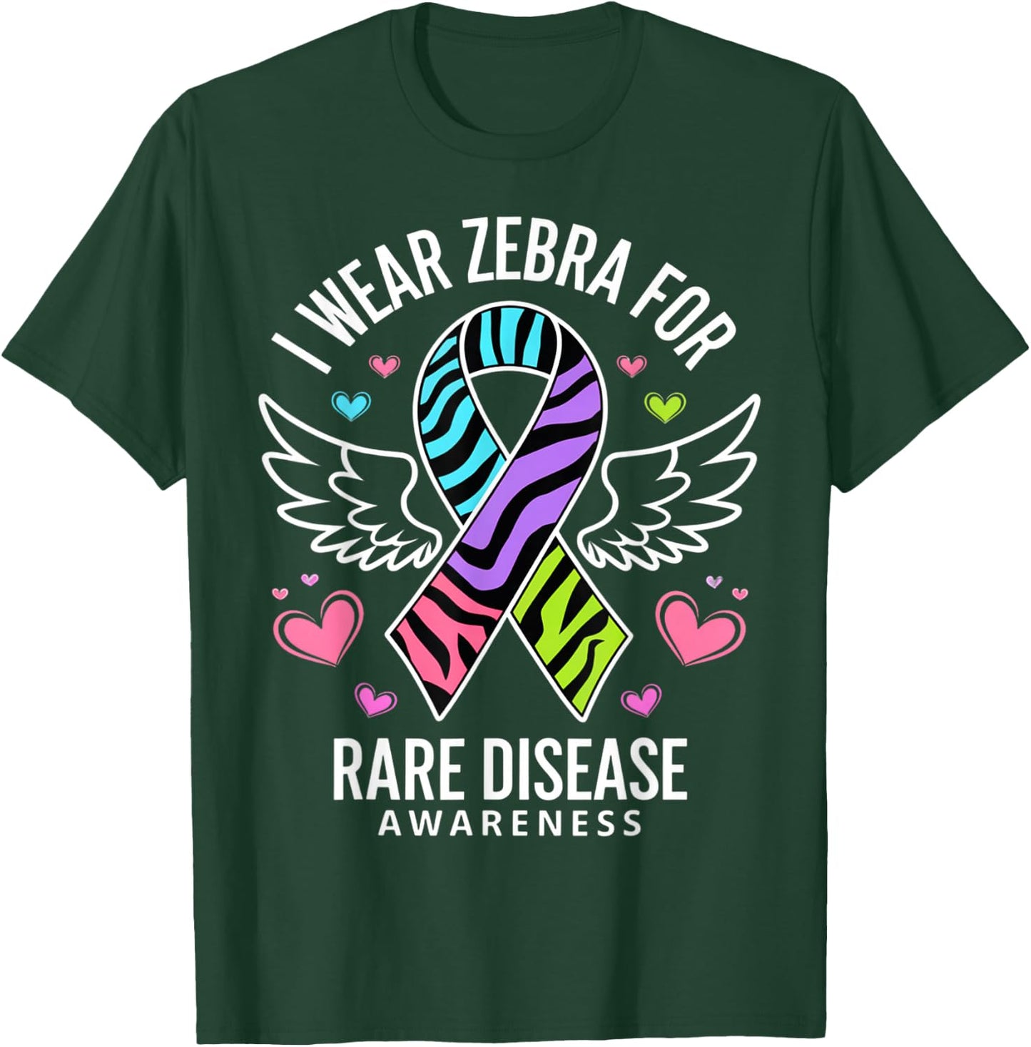 Rare Disease Day 2025 Shirt Zebra Ribbon Awareness T-Shirt - T-Shirt | Forest