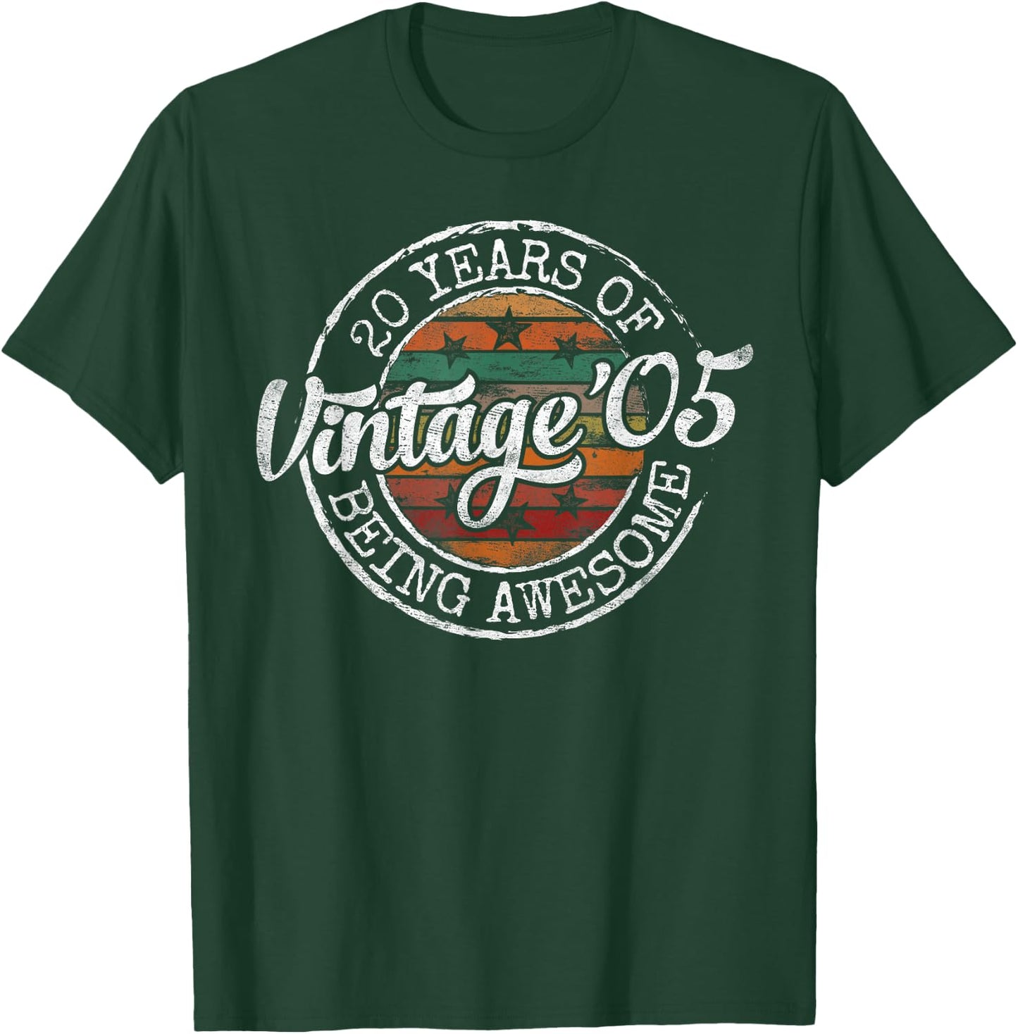 Vintage 2005 Bday Stamp 20th Birthday Gifts 20 Year Old T-Shirt - T-Shirt | Forest