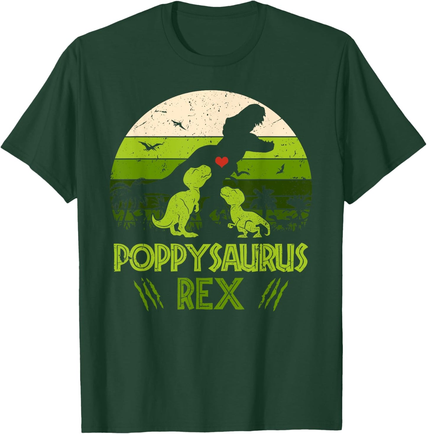 Poppysaurus Rex 2 Kids Sunset For Fathers Day Gift T-Shirt - T-Shirt | Forest
