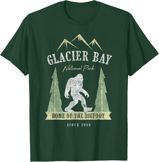 Glacier Bay National Park Shirt Vintage Bigfoot Alaska Gift T-Shirt - T-Shirt | Forest