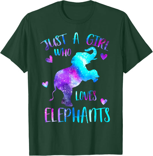 Just a Girl Who Loves Elephants Galaxy Space Elephant Lover T-Shirt - T-Shirt | Forest
