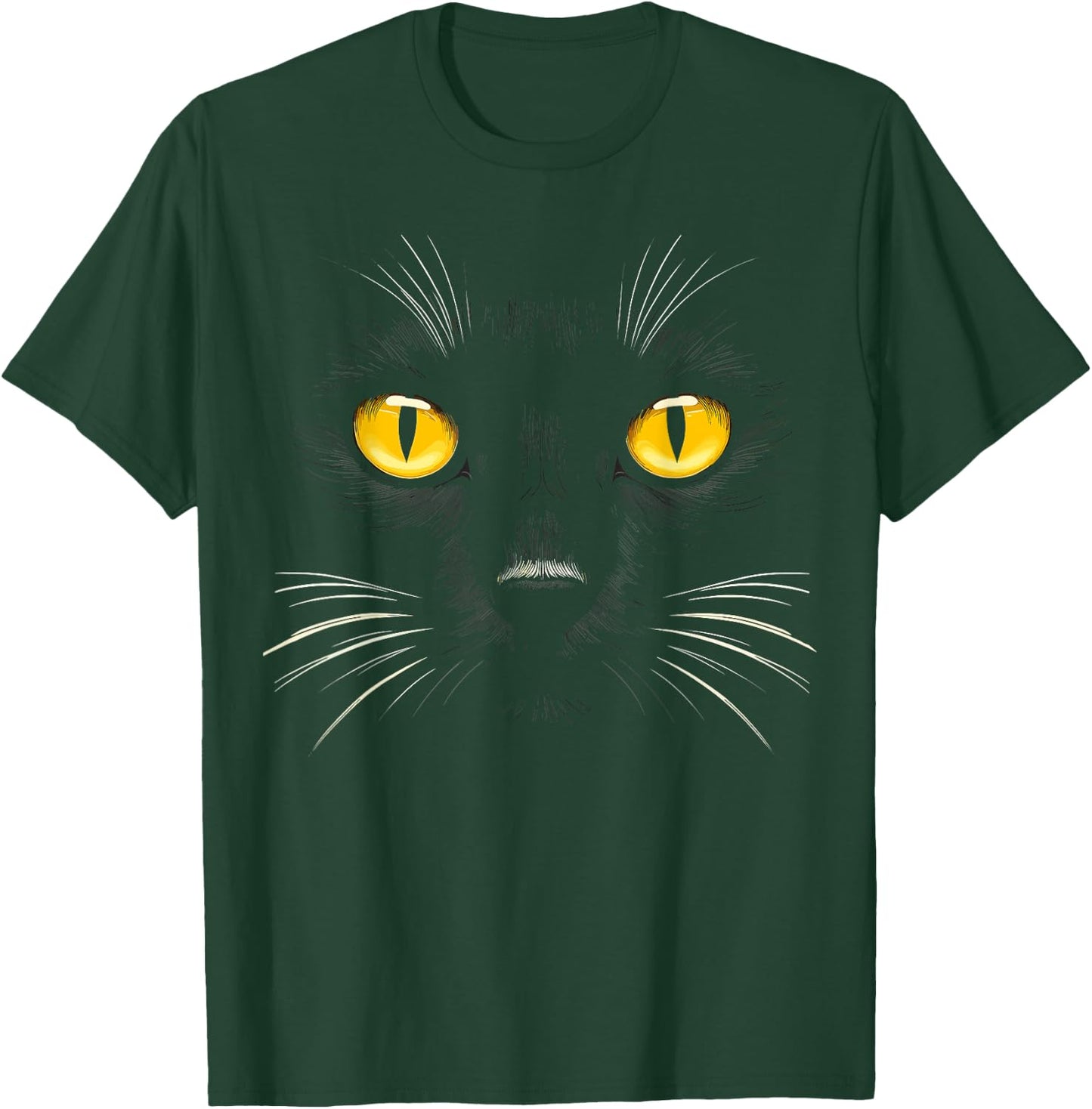 Black Cat With Yellow Eyes Face Funny Cat Women Kids T-Shirt - T-Shirt | Forest