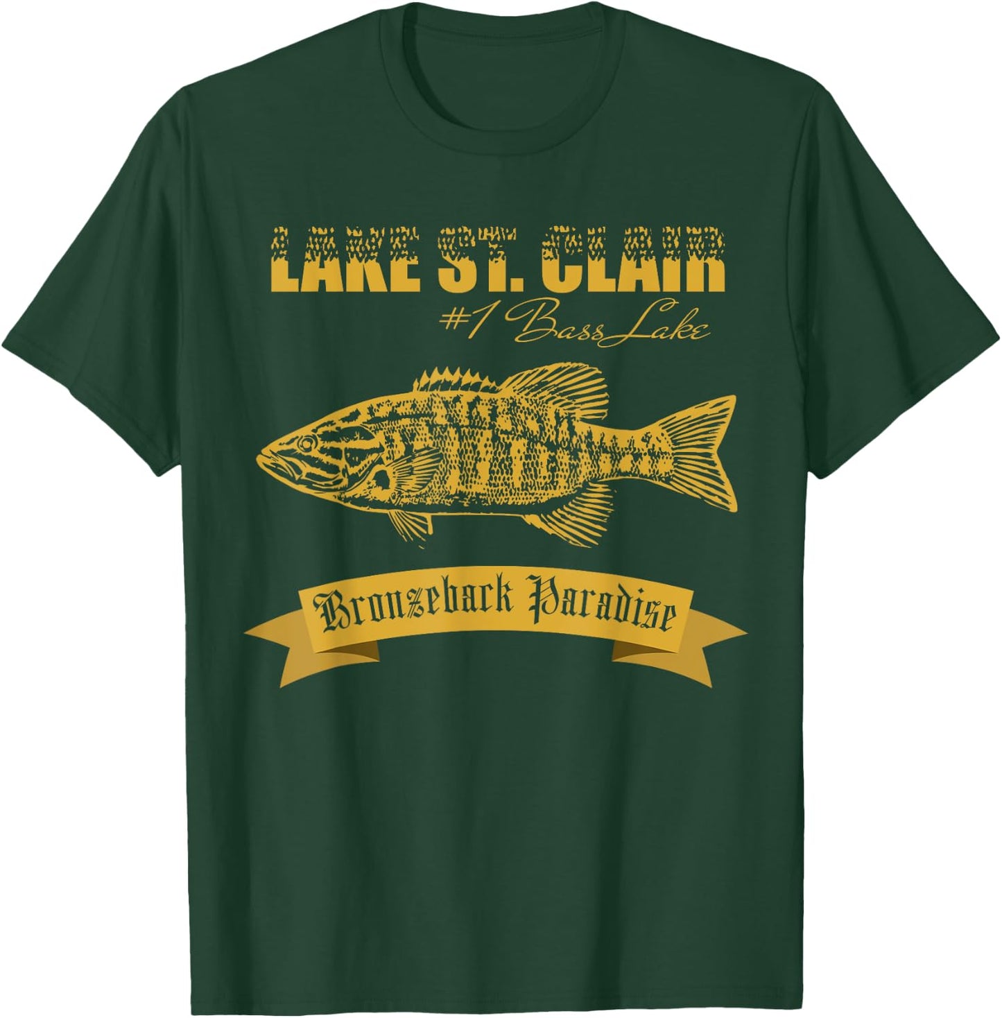 Lake St Clair Bronzeback Paradise Smallmouth Bass T-Shirt - T-Shirt | Forest