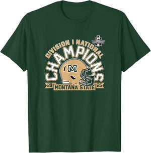 Montana State Bobcats National Champs 2025 Football Helmet T-Shirt - T-Shirt | Forest