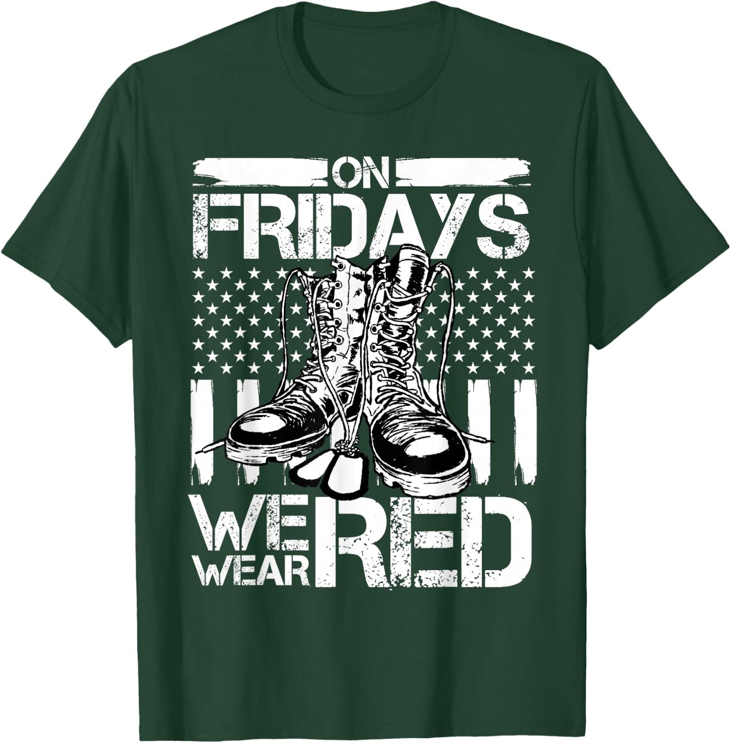 Red Friday On Friday We Wear Red American Flag Support T-Shirt - T-Shirt | Forest