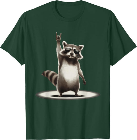 Raccoon Rock Music Men Kids Women Funny Raccoon T-Shirt - T-Shirt | Forest
