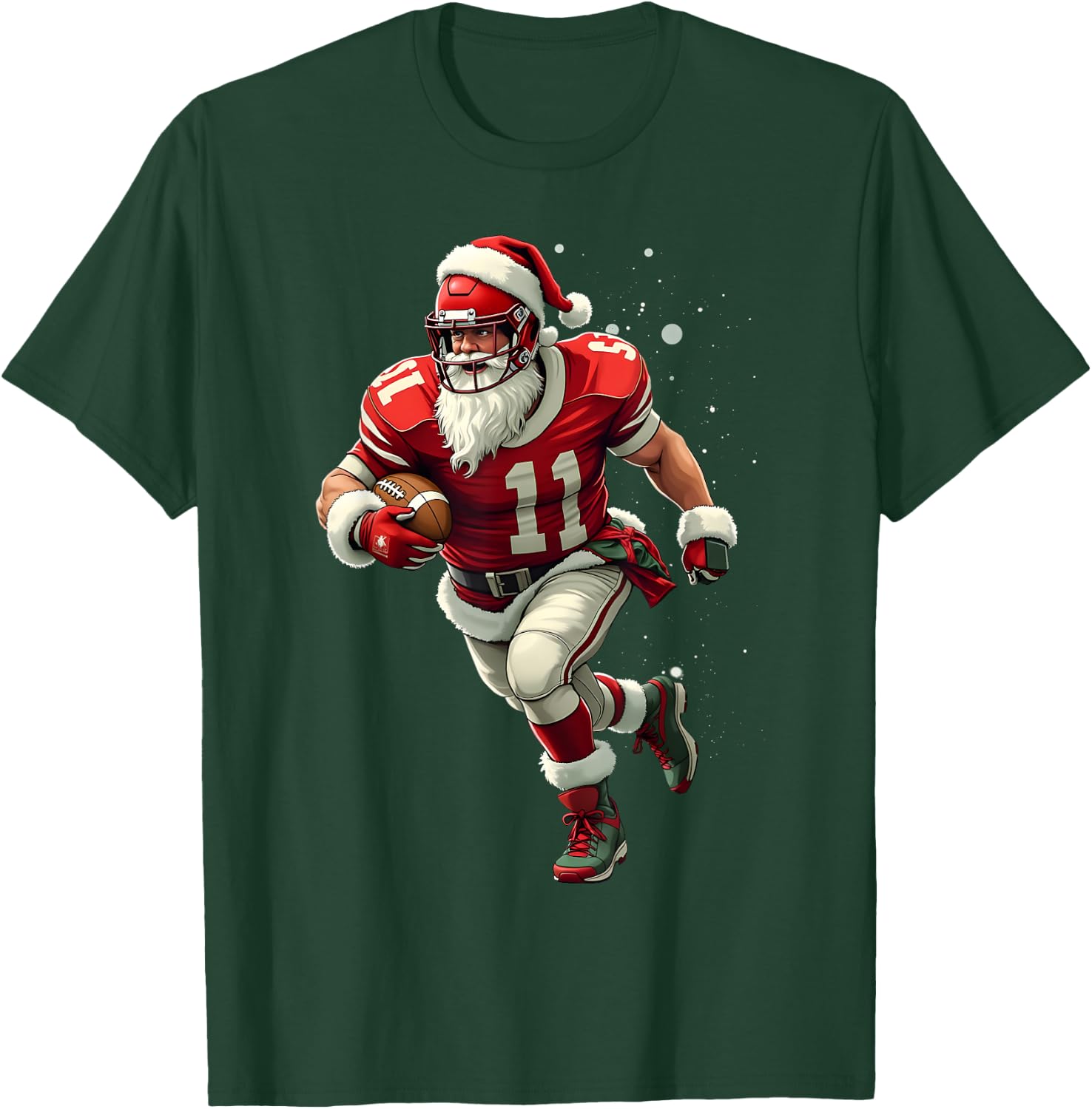 Santa Sports Christmas Football Player Boys T-Shirt - T-Shirt | Forest