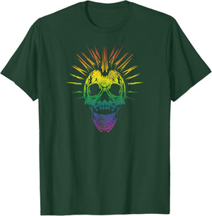 Alternative Gay Pride Rainbow Skull Mohawk T-Shirt - T-Shirt | Forest