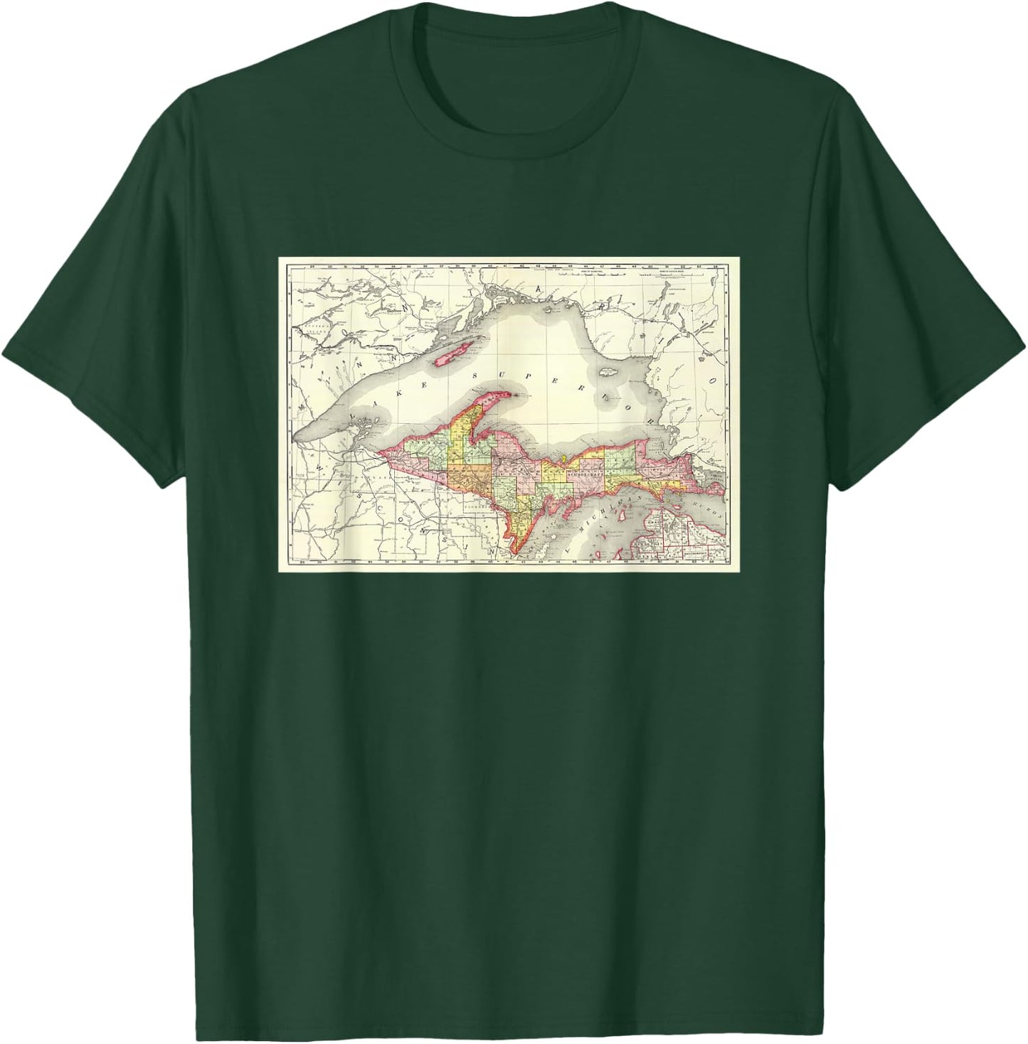 Michigan Upper Peninsula Map T-Shirt - T-Shirt | Forest