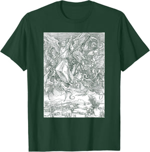 Albrecht Durer, Michael Slaying the Dragon Engraving, Occult T-Shirt - T-Shirt | Forest