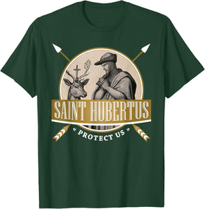 Hubertus Hubert Patron Saint of Hunters Bowhunter Catholic T-Shirt - T-Shirt | Forest