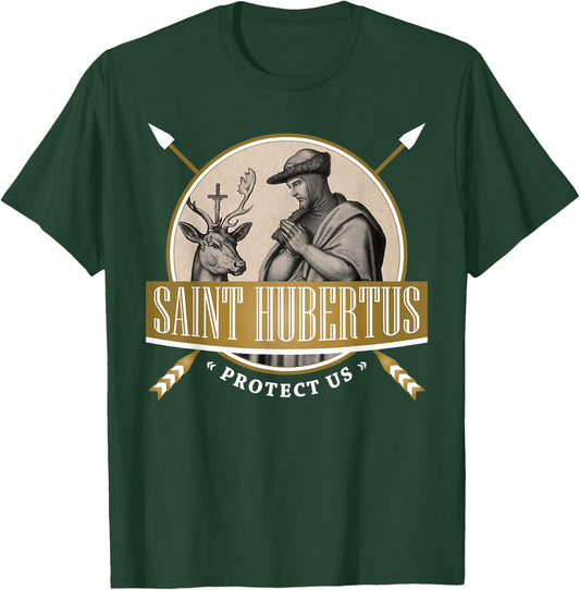 Hubertus Hubert Patron Saint of Hunters Bowhunter Catholic T-Shirt - T-Shirt | Forest