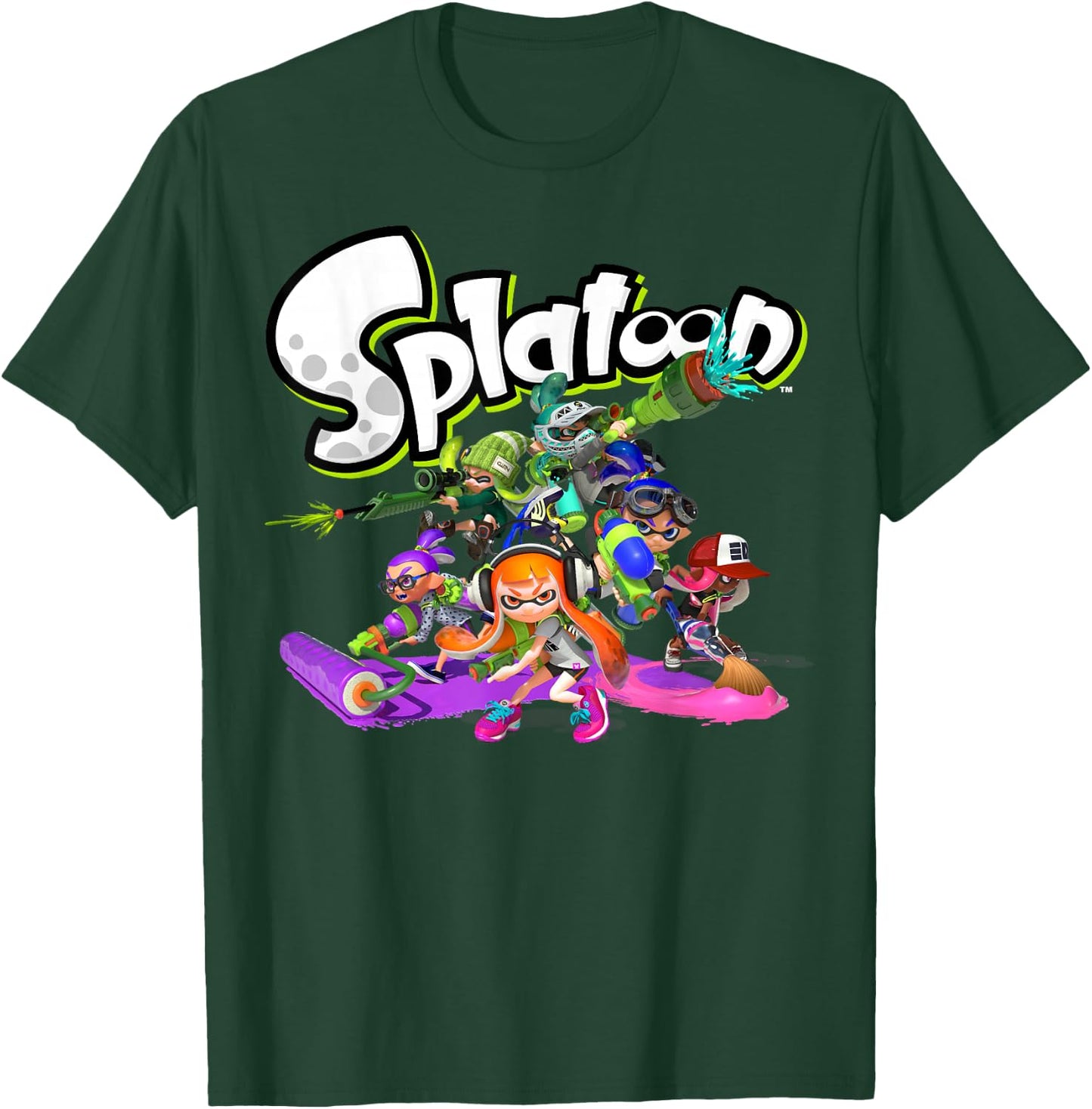 Splatoon Logo Teams Group Shot T-Shirt - T-Shirt | Forest