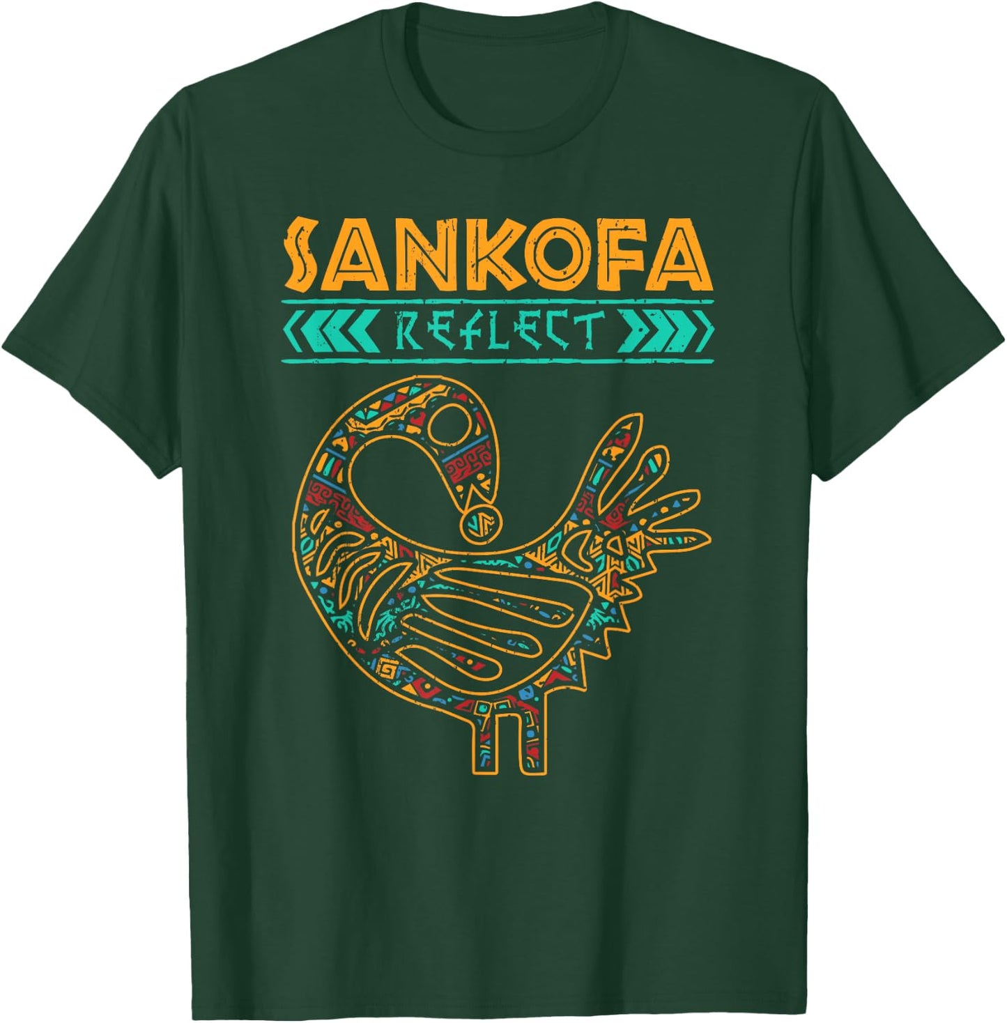 Black History Afrocentric Sankofa Tribal Design T-Shirt - T-Shirt | Forest