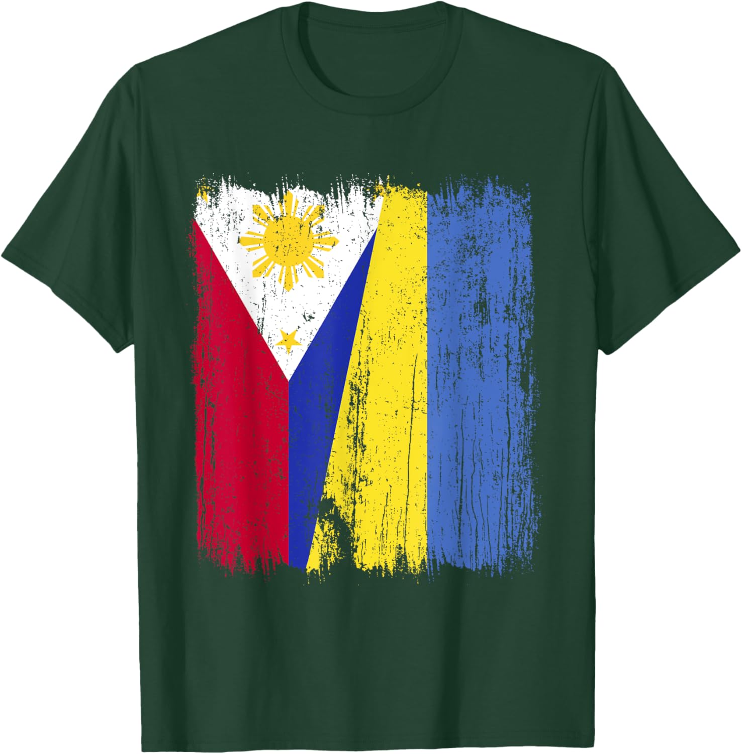Philippines Ukraine Half Flag Filipino Ukrainian Heritage T-Shirt - T-Shirt | Forest