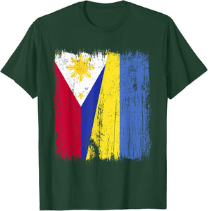 Philippines Ukraine Half Flag Filipino Ukrainian Heritage T-Shirt - T-Shirt | Forest