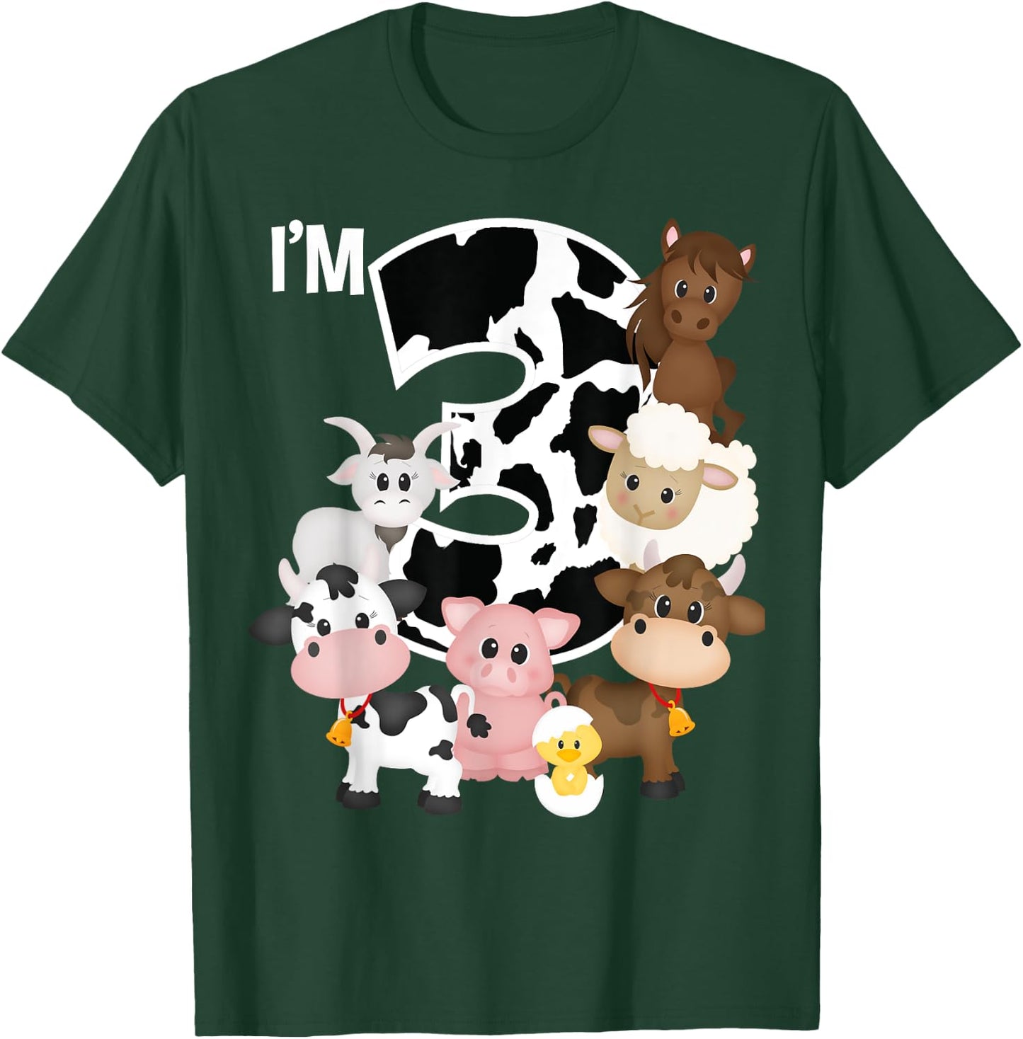 Farm Animals Barnyard Farm House 3rd Birthday Party Supply T-Shirt - T-Shirt | Forest
