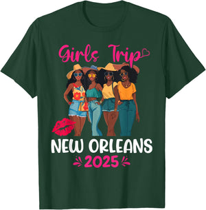 Black Girls Trip New Orleans 2025 Vacation Matching T-Shirt - T-Shirt | Forest