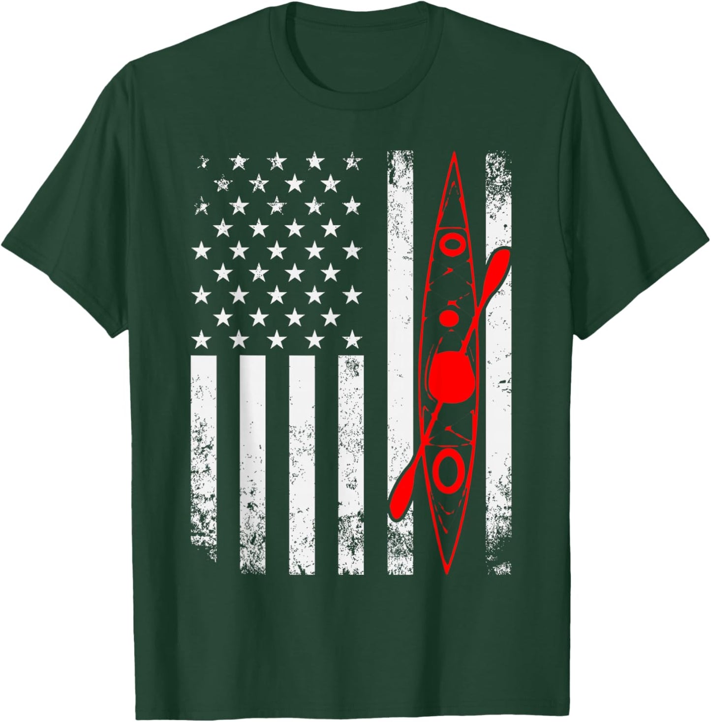 Kayak Lover Kayaking Canoe Paddling Water Sport Flag Kayaker T-Shirt - T-Shirt | Forest