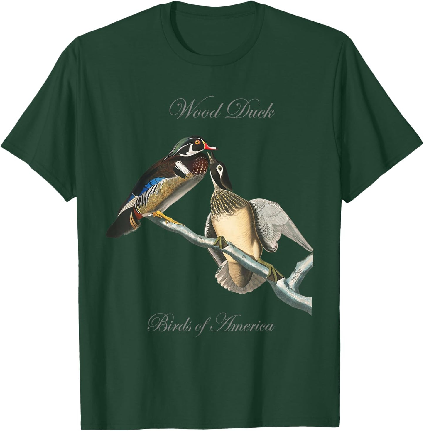 Wood Ducks - Birds of America Series Audubon T-Shirt - T-Shirt | Forest