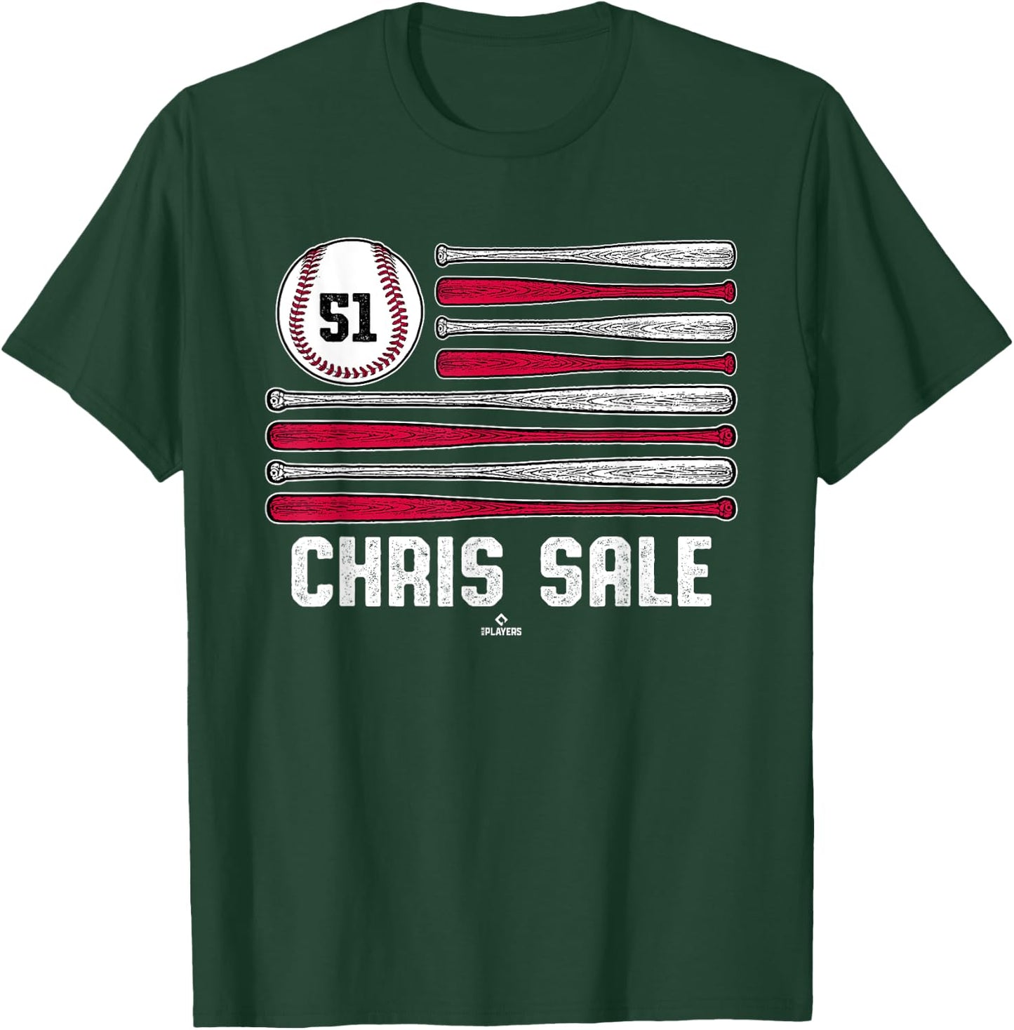 Baseball American Flag Chris Sale Atlanta Baseball MLBPA T-Shirt - T-Shirt | Forest
