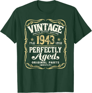 Vintage Born In 1943 Classic 82nd Birthday T-Shirt - T-Shirt | Forest