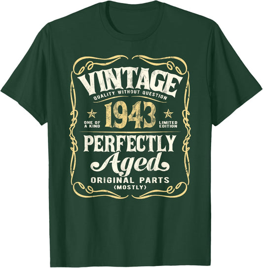 Vintage Born In 1943 Classic 82nd Birthday T-Shirt - T-Shirt | Forest
