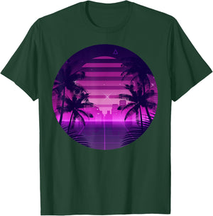 Retro Synthwave Vaporwave 80s Style Design - Palm Trees T-Shirt - T-Shirt | Forest