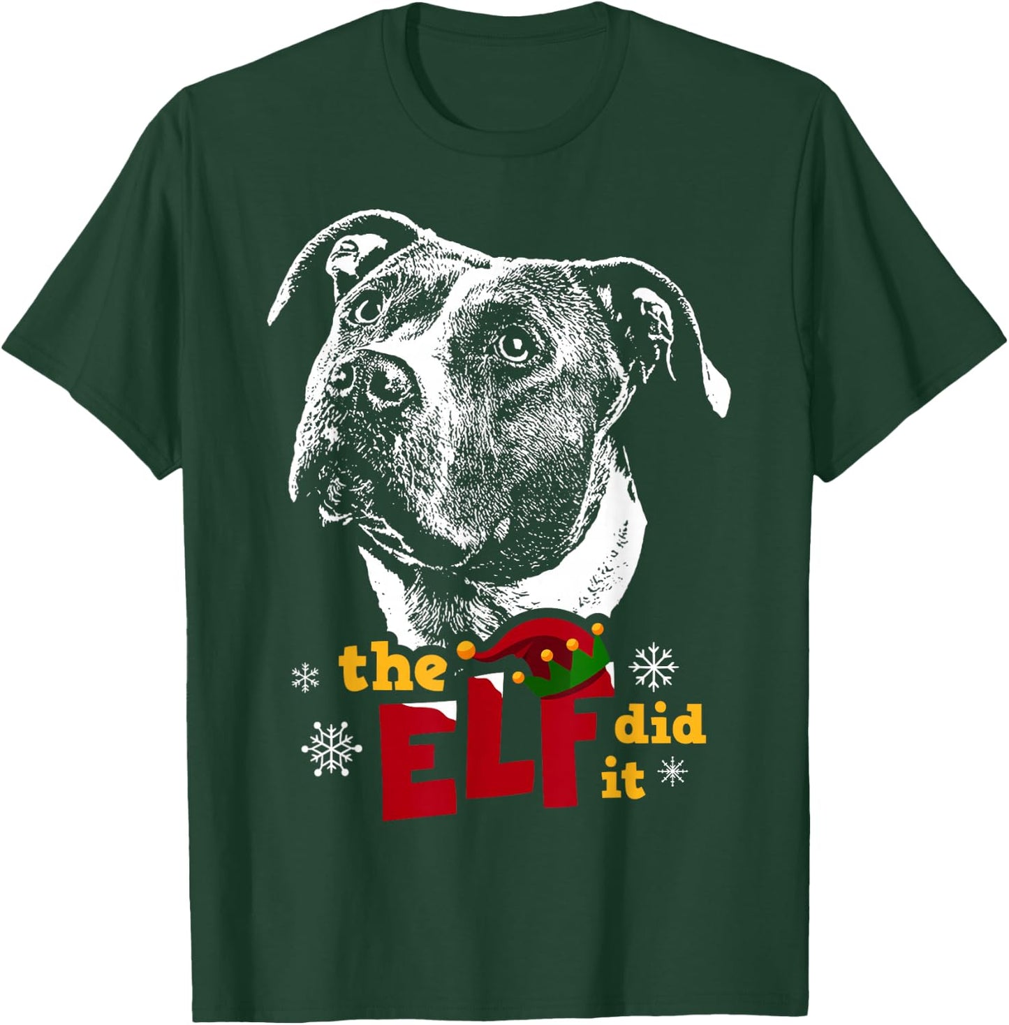 Elf did it Pitbull Christmas T-Shirt - T-Shirt | Forest