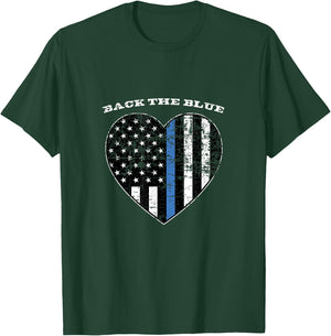 Back the Blue Thin Blue Line American Flag Police Support Men T-Shirt - T-Shirt | Forest