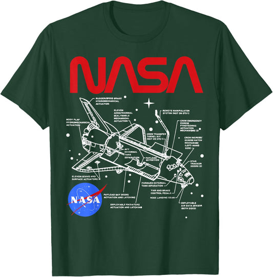 NASA Space Shuttle Schematic Layout T-Shirt - T-Shirt | Forest