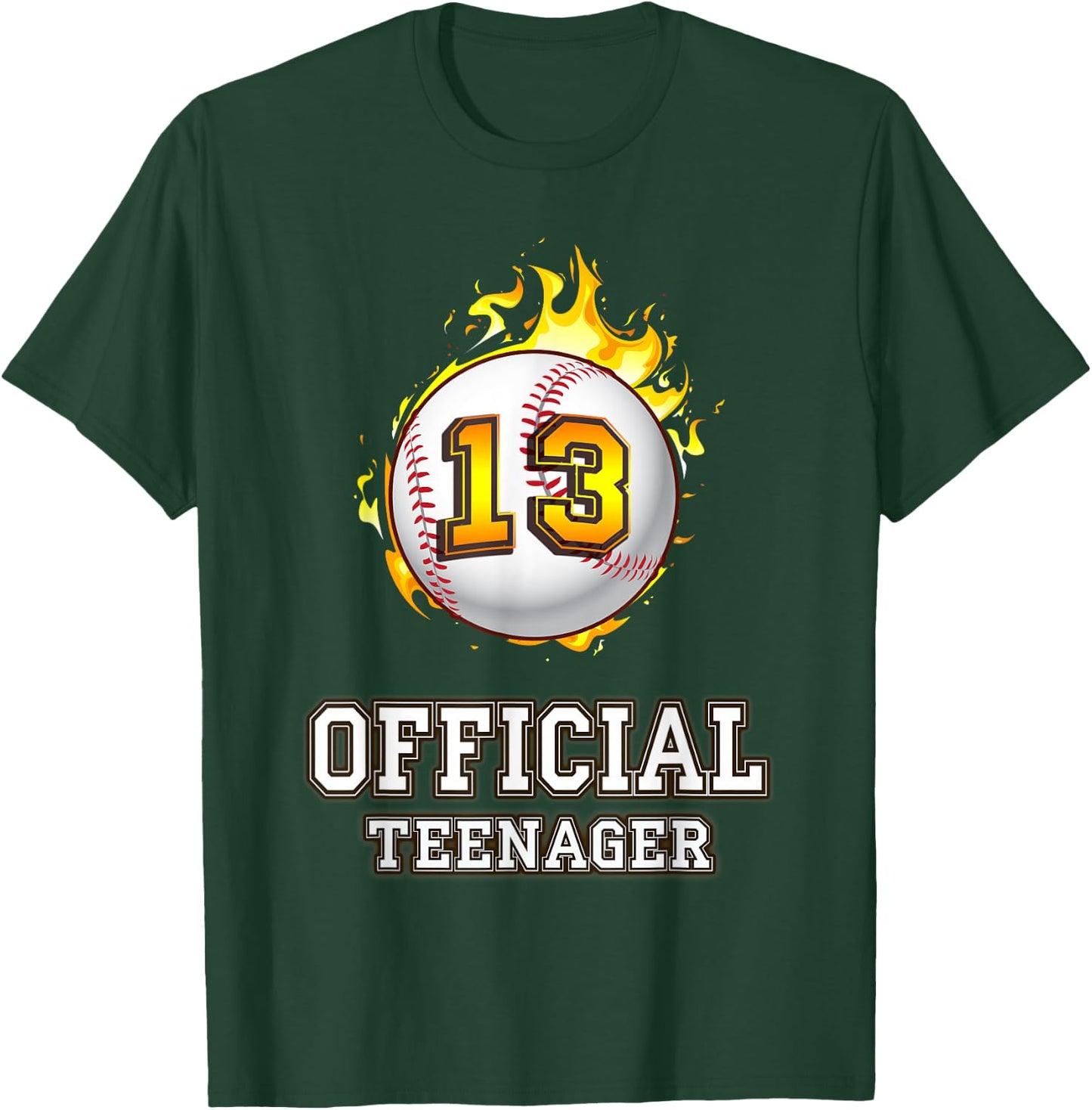 Official Teenager Baseball 13th Birthday Gift T-Shirt - T-Shirt | Forest