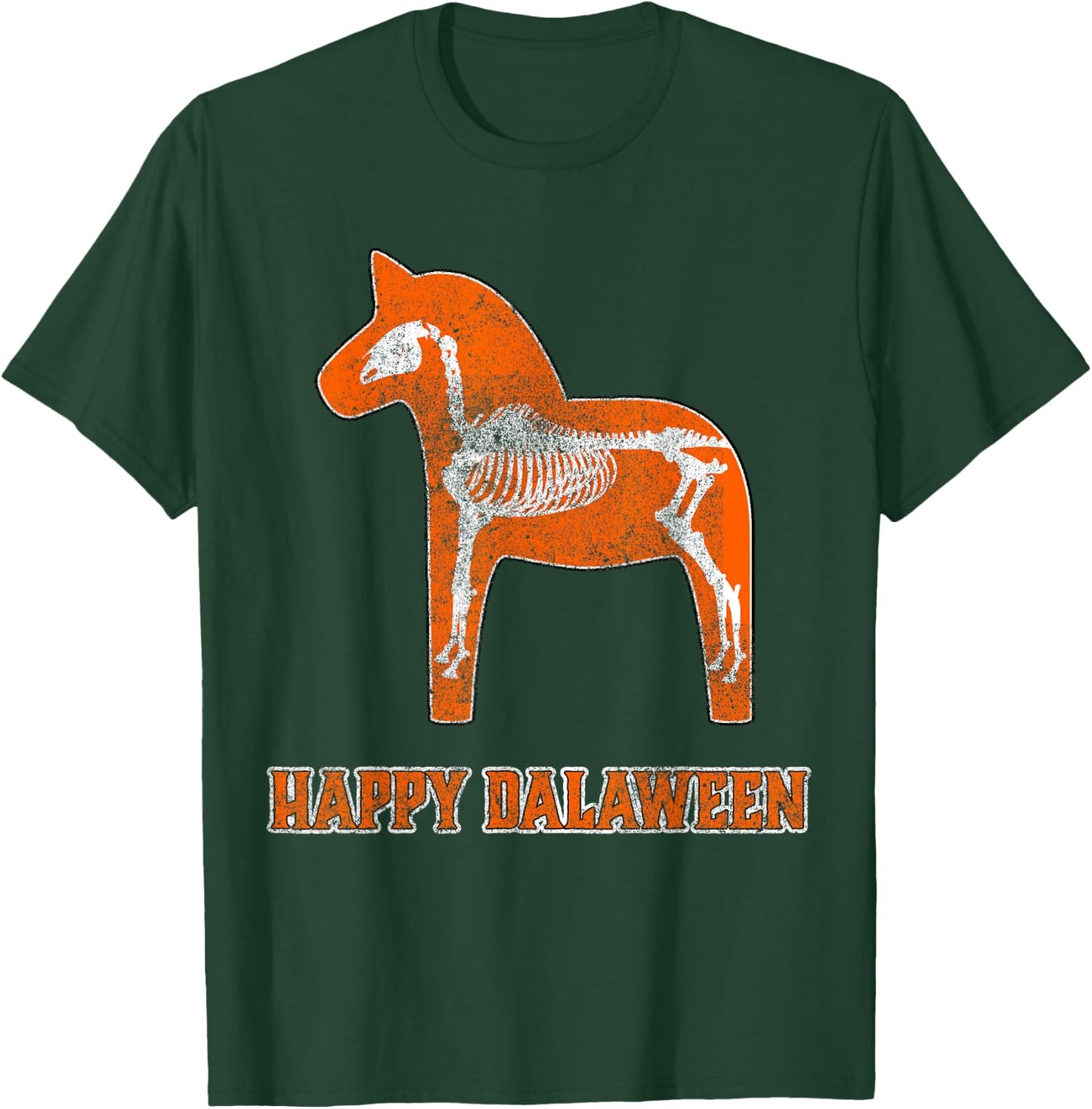 Swedish Halloween Happy Dalaween Scary Dala Horse Skeleton T-Shirt - T-Shirt | Forest