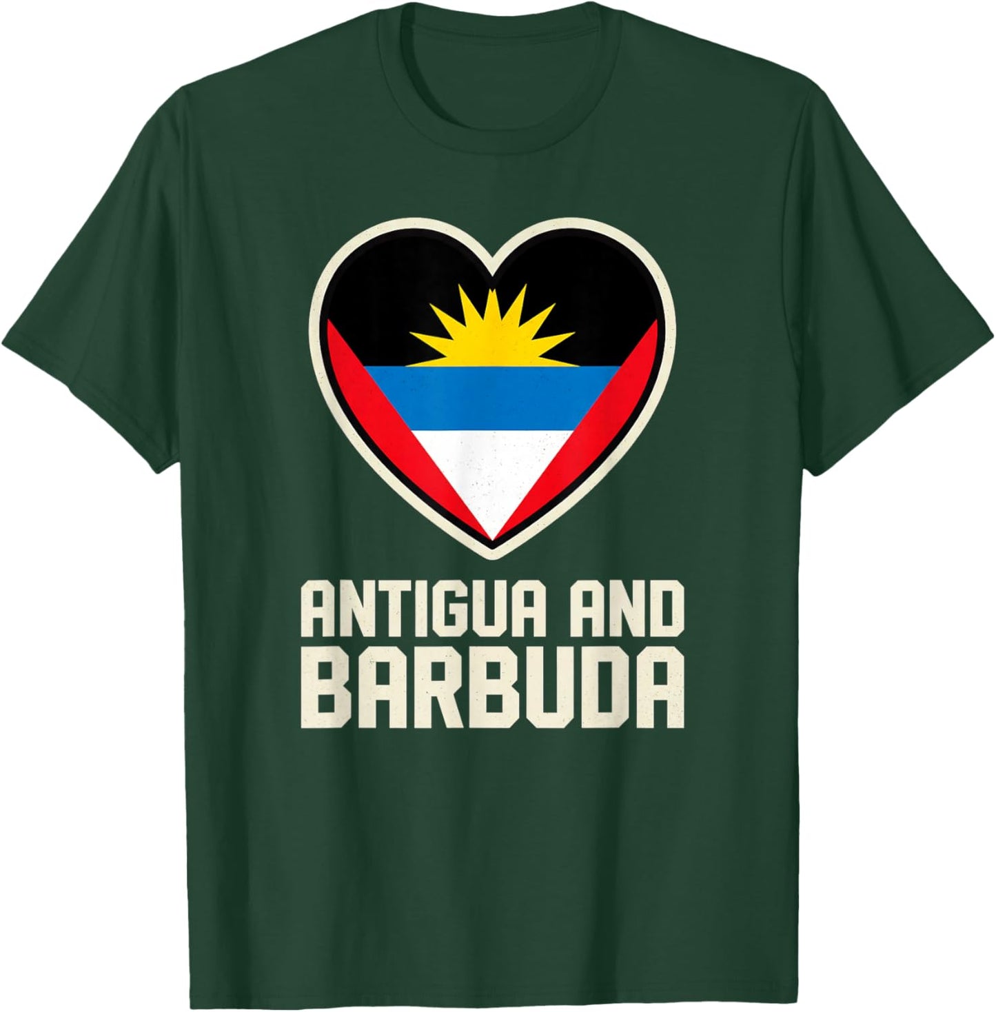 Antigua and Barbuda Heart Flag Vintage Souvenir T-Shirt - T-Shirt | Forest