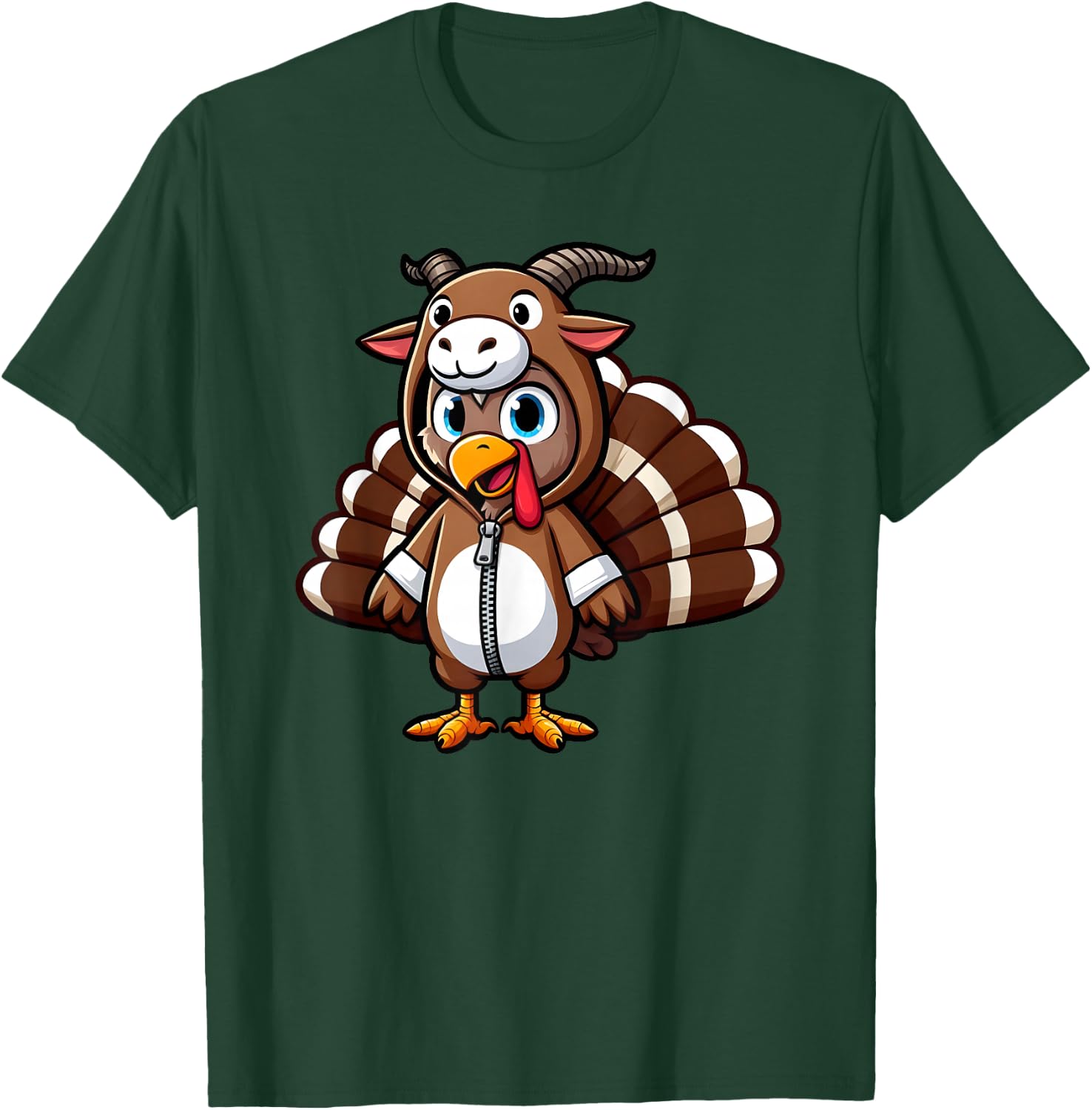 Turkey Costume Goat Funny Thanksgiving Turkey Women Men T-Shirt - T-Shirt | Forest
