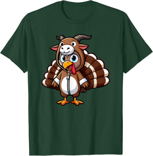 Turkey Costume Goat Funny Thanksgiving Turkey Women Men T-Shirt - T-Shirt | Forest