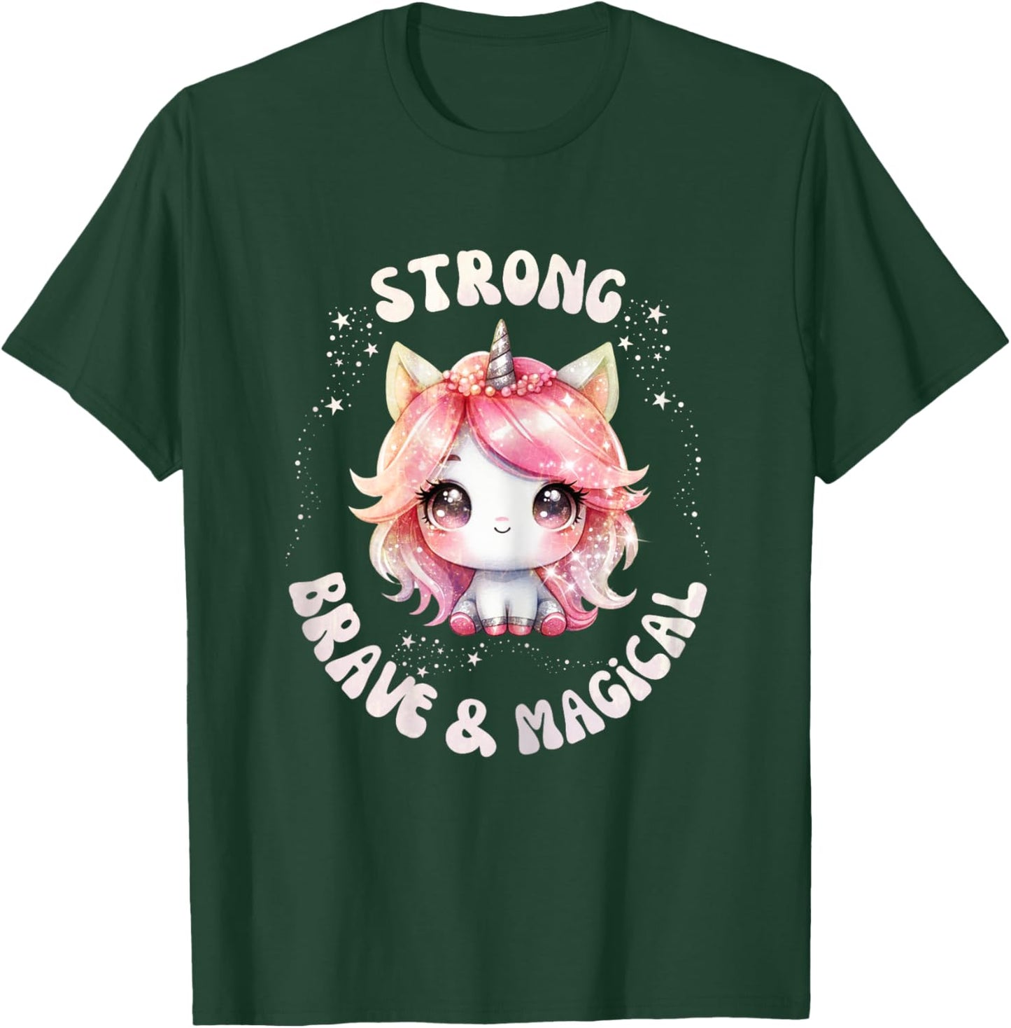 Strong Brave and Magical Rainbow Unicorn T-Shirt - T-Shirt | Forest