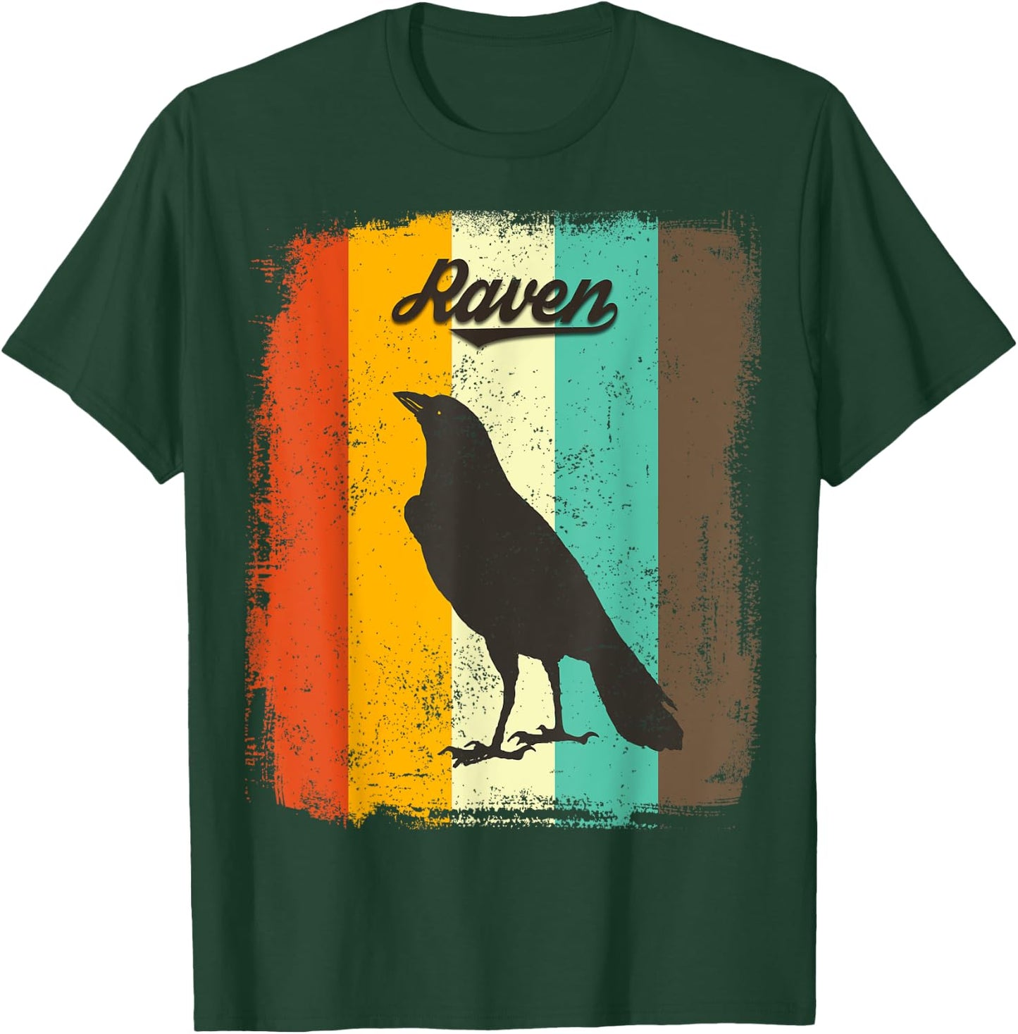 Raven Retro 70s Vintage Bird Lover Art T-Shirt - T-Shirt | Forest