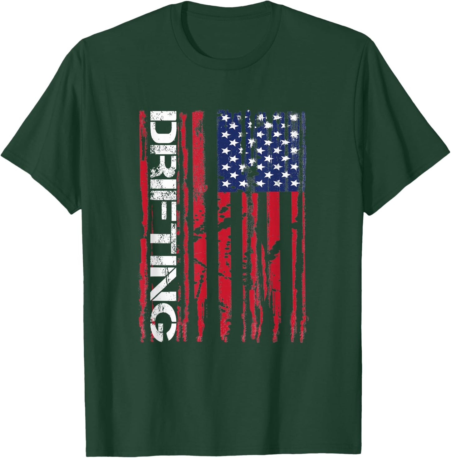 Vintage American Flag Car Racing Drifting T-Shirt - T-Shirt | Forest