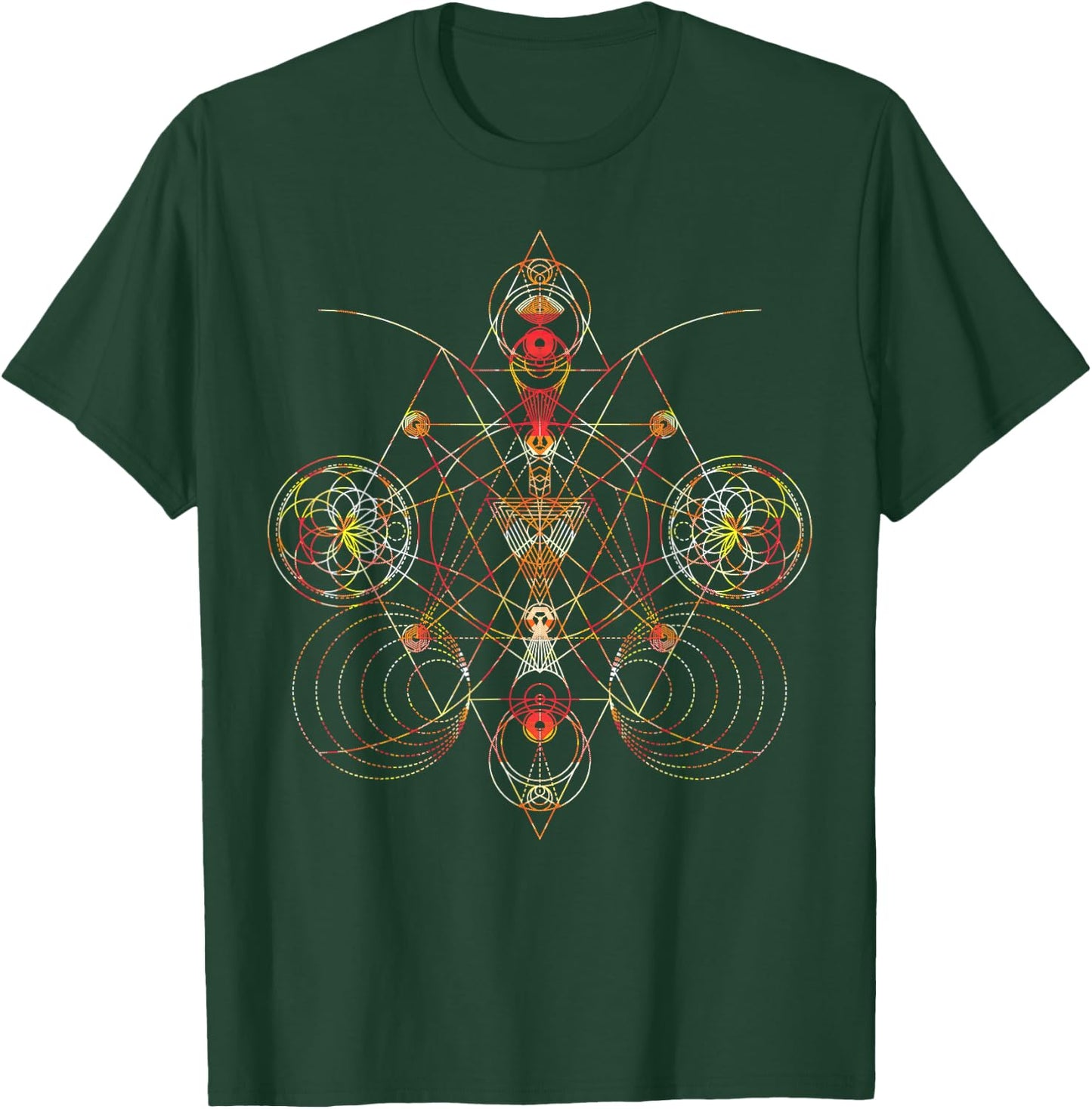 Geometric Shapes Circle Angles Pattern - Sacred Geometry T-Shirt - T-Shirt | Forest