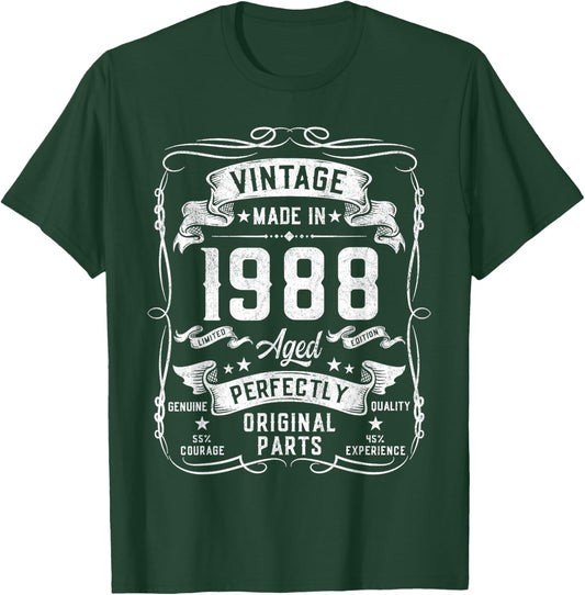 37th Birthday Gifts 37yr 37 Years Old Vintage 1988 T-Shirt - T-Shirt | Forest