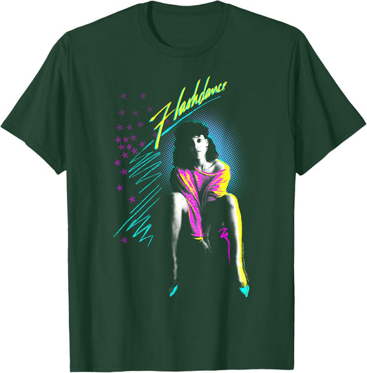 Flashdance Alex Owens Neon Title Logo T-Shirt - T-Shirt | Forest