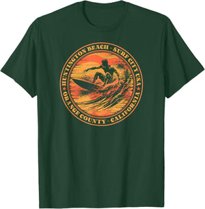 Cool Surf City USA, Huntington Beach, California Surfer Vibe T-Shirt - T-Shirt | Forest