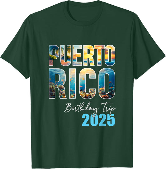 Puerto Rico Birthday Trip 2025 Cruise - -Adults/Kids - Black - Small - Short Sleeve - - - Cruise-Themed T-Shirt - T-Shirt | Forest