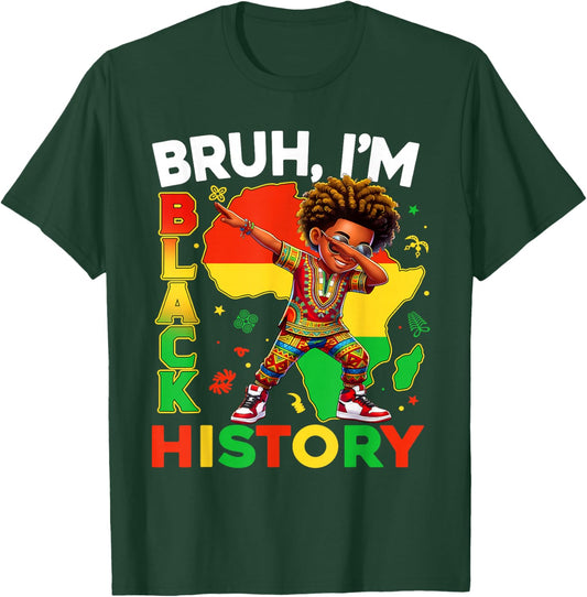 I Am Black History Month Dabbing Afro African Men Boys Kids T-Shirt - T-Shirt | Forest
