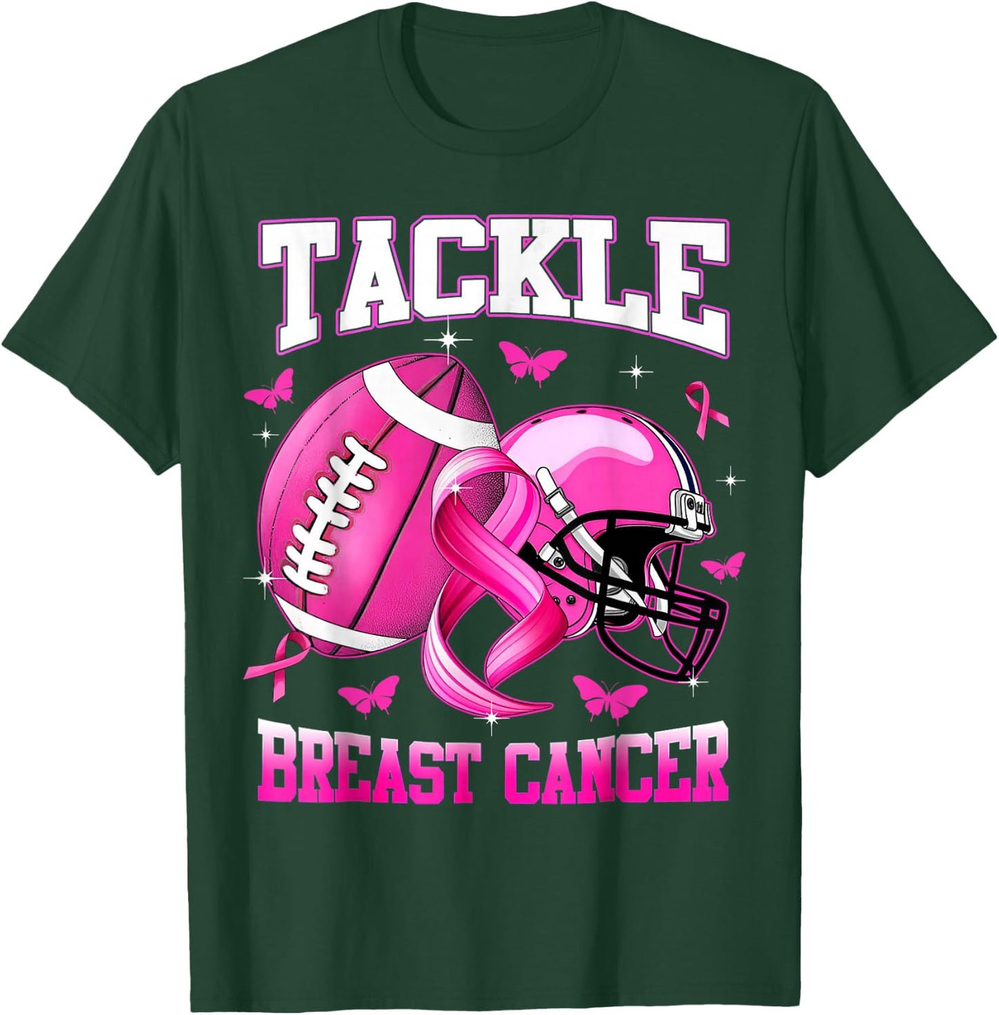 Tackle Breast Cancer Awareness American Football T-Shirt - T-Shirt | Forest