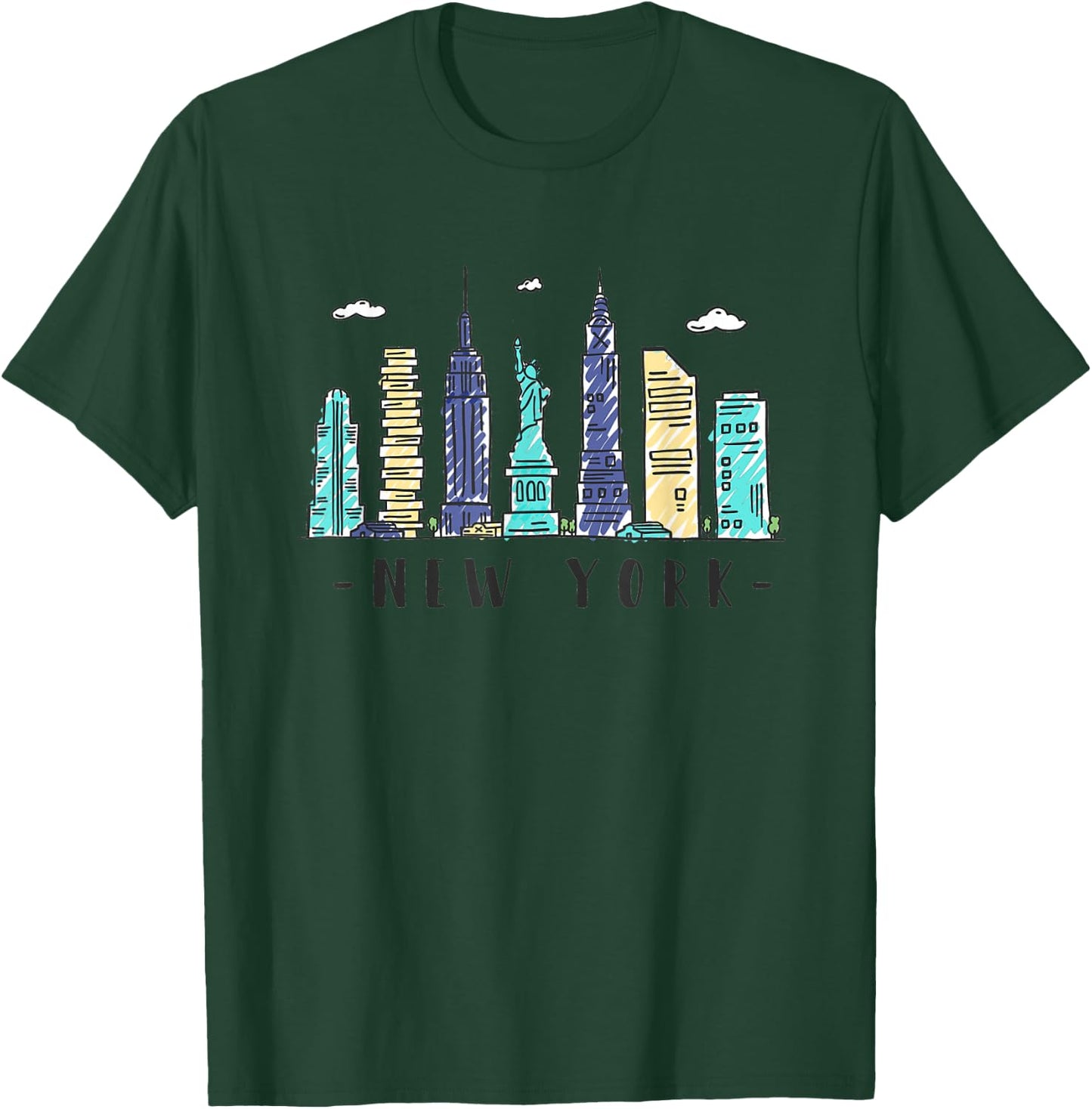 New York Skyline NYC NY City USA America Souvenir Gift T-Shirt - T-Shirt | Forest