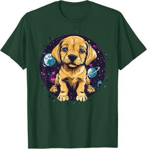Puppy In Space Cute Cosmic Adventure T-Shirt - T-Shirt | Forest