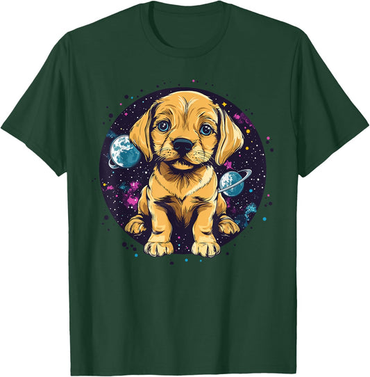 Puppy In Space Cute Cosmic Adventure T-Shirt - T-Shirt | Forest
