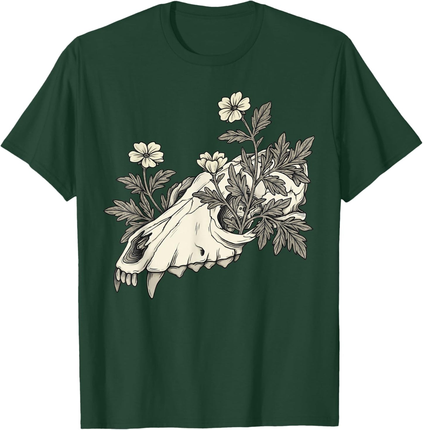 Vulture Culture Wolf Skull Goblincore Therian Dark Academia T-Shirt - T-Shirt | Forest
